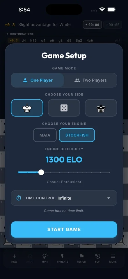 One-player game setup