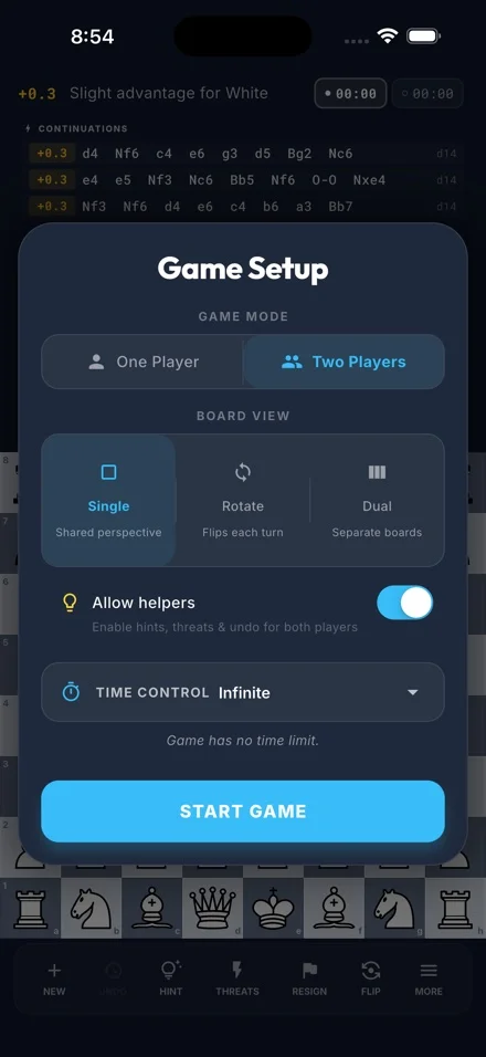 Two-player game setup