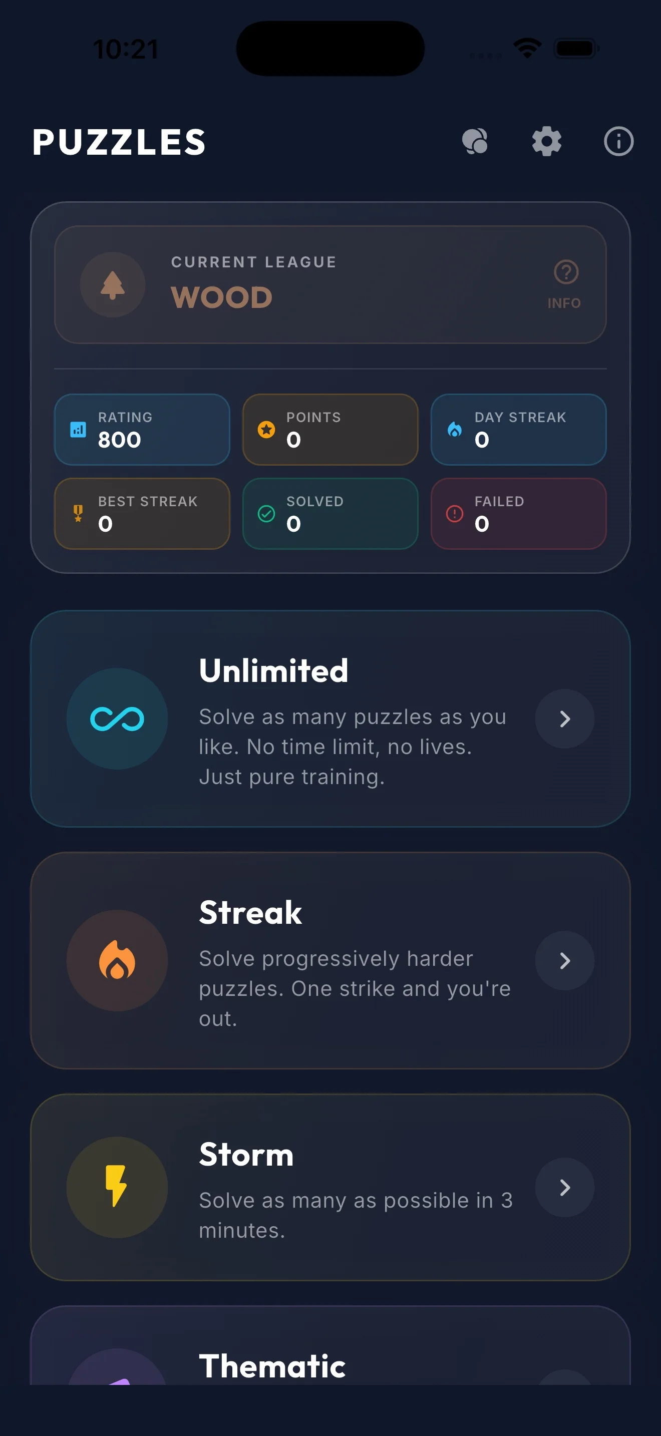 Puzzle home screen